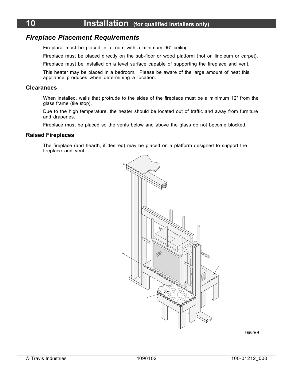 10 installation, Fireplace placement requirements | FireplaceXtrordinair Revolution 36CF User Manual | Page 10 / 48
