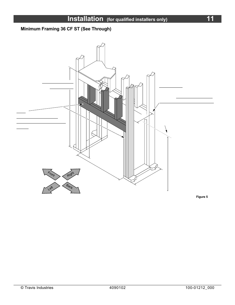 Installation, For qualified installers only), Minimum framing 36 cf st (see through) | FireplaceXtrordinair Revolution 36CF User Manual | Page 11 / 48