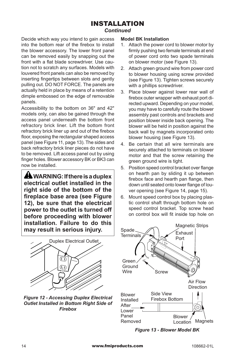 Installation | FMI VFB36NC1 User Manual | Page 14 / 24