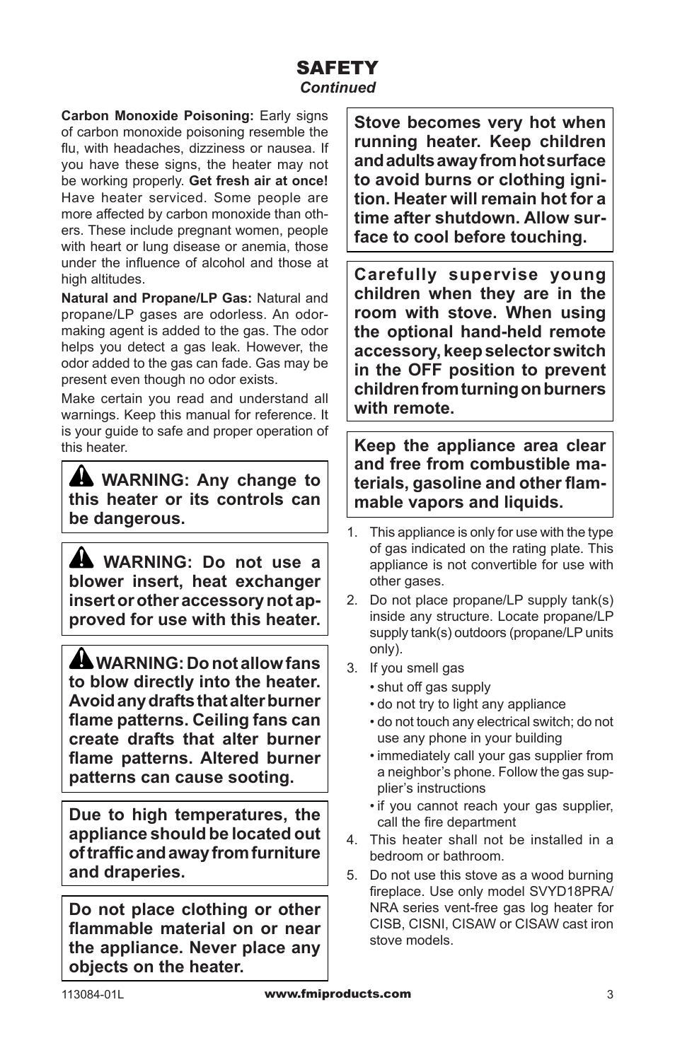 Safety | FMI SVYD18NRA User Manual | Page 3 / 28