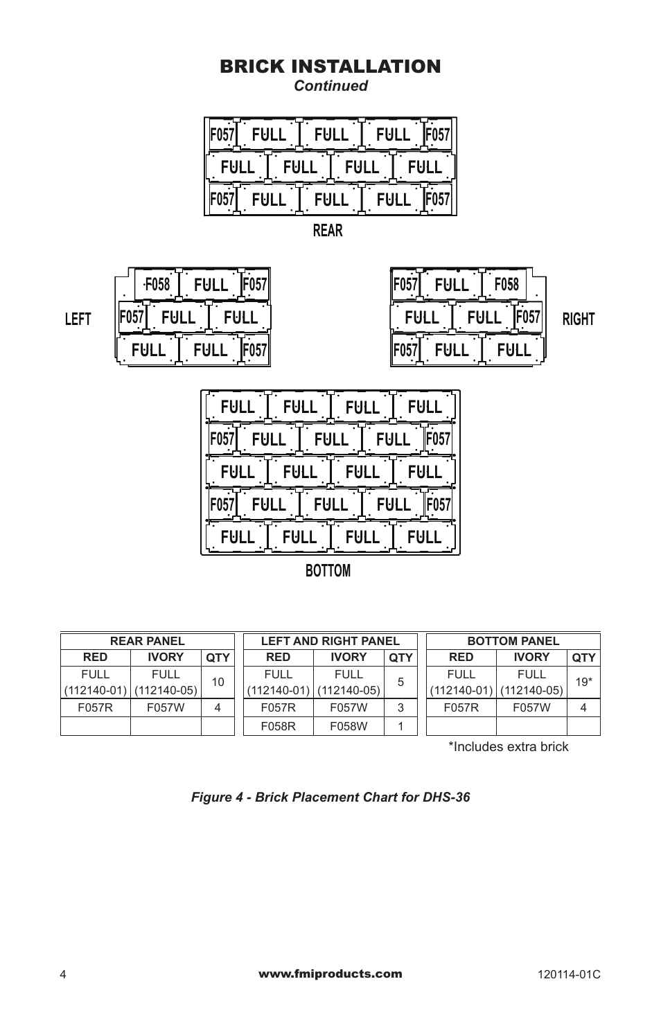 Brick installation | FMI UNDER HEARTH WOOD NOOK DHS-36 User Manual | Page 4 / 8