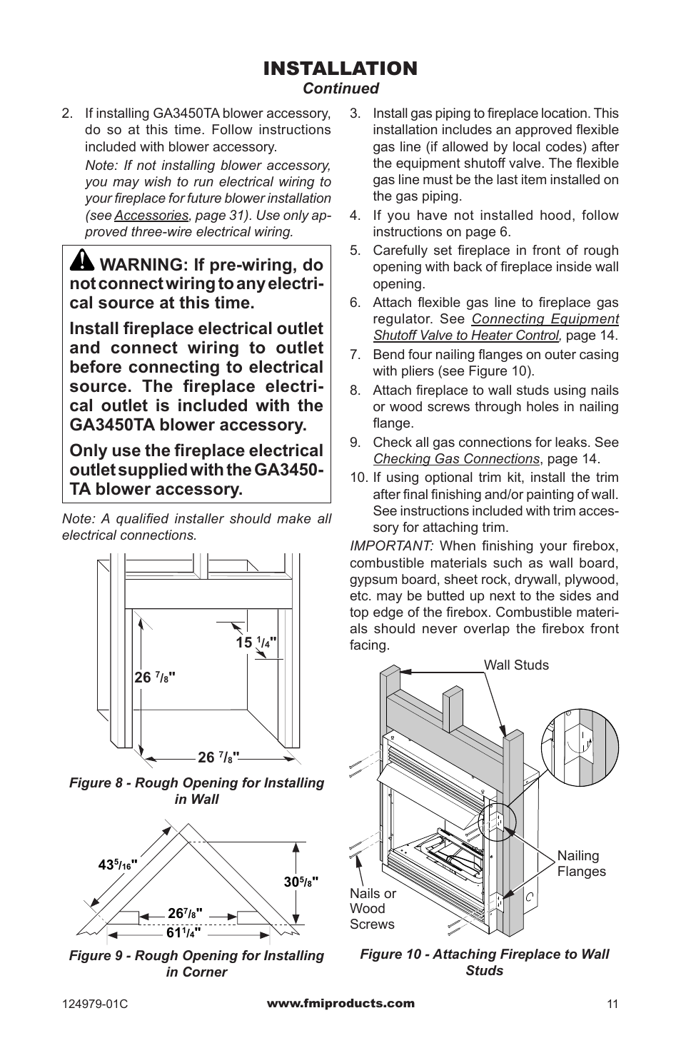 Installation | FMI COMFORT FLAME CDCFPRB User Manual | Page 11 / 32