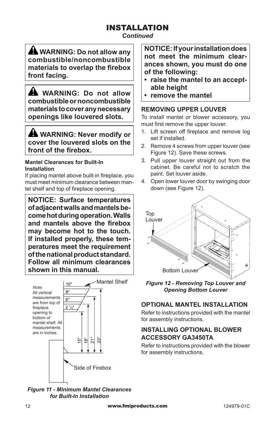 Installation | FMI COMFORT FLAME CDCFPRB User Manual | Page 12 / 32