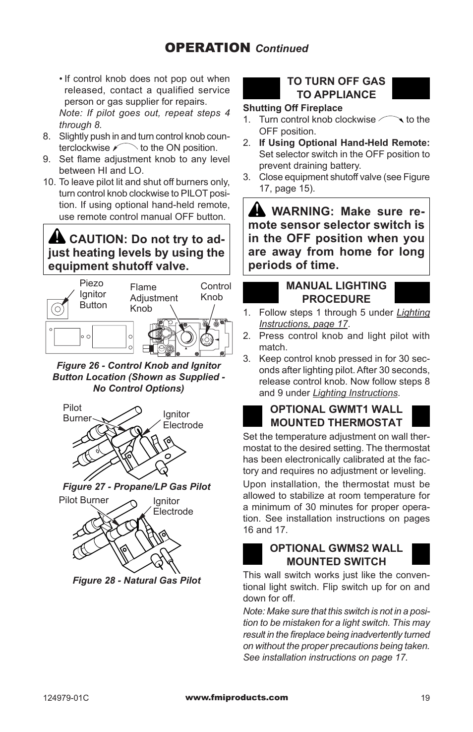Operation | FMI COMFORT FLAME CDCFPRB User Manual | Page 19 / 32