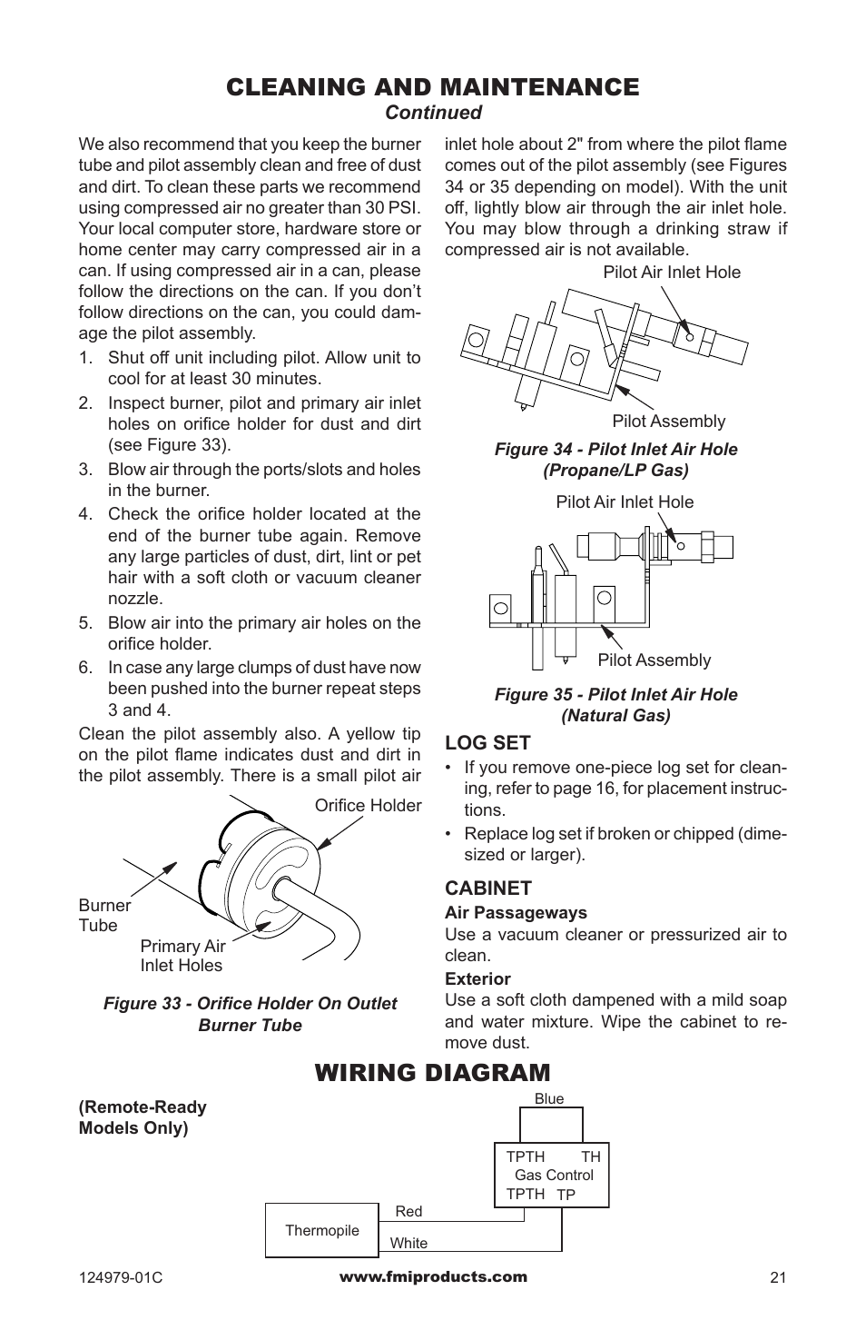 Wiring diagram, Cleaning and maintenance | FMI COMFORT FLAME CDCFPRB User Manual | Page 21 / 32