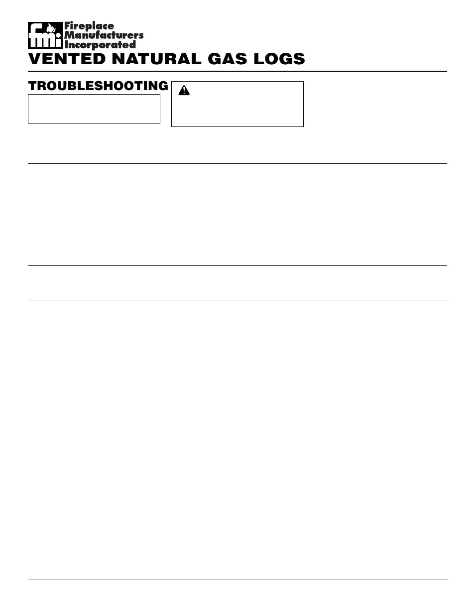 Vented natural gas logs, Troubleshooting | FMI FVTR24 User Manual | Page 14 / 24