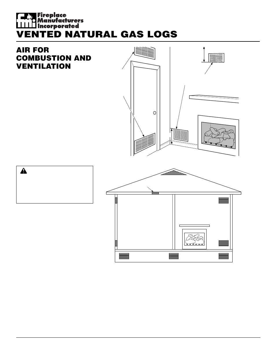 Vented natural gas logs, Air for combustion and ventilation | FMI FVTR24 User Manual | Page 6 / 24