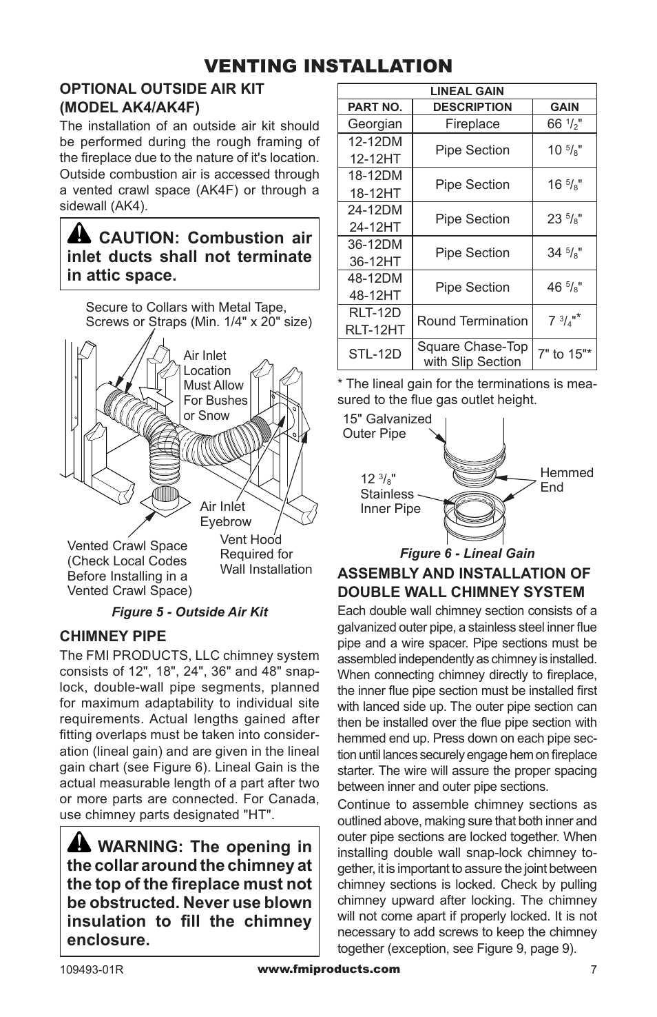 Venting installation | FMI (V)G42H/50H User Manual | Page 7 / 16
