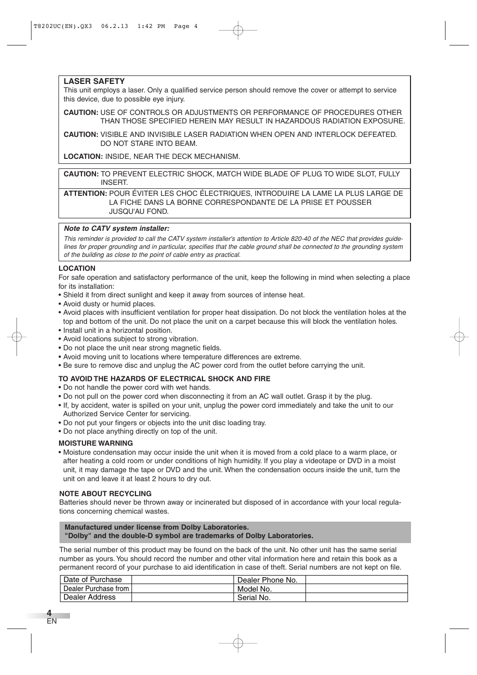 FUNAI MWC13D6 User Manual | Page 4 / 36