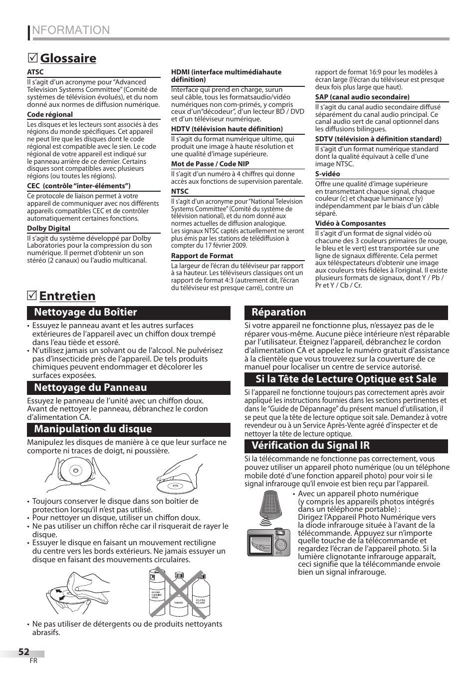 Nformation, Glossaire 5, Entretien 5 | FUNAI Emerson LD195EMX User Manual | Page 106 / 162