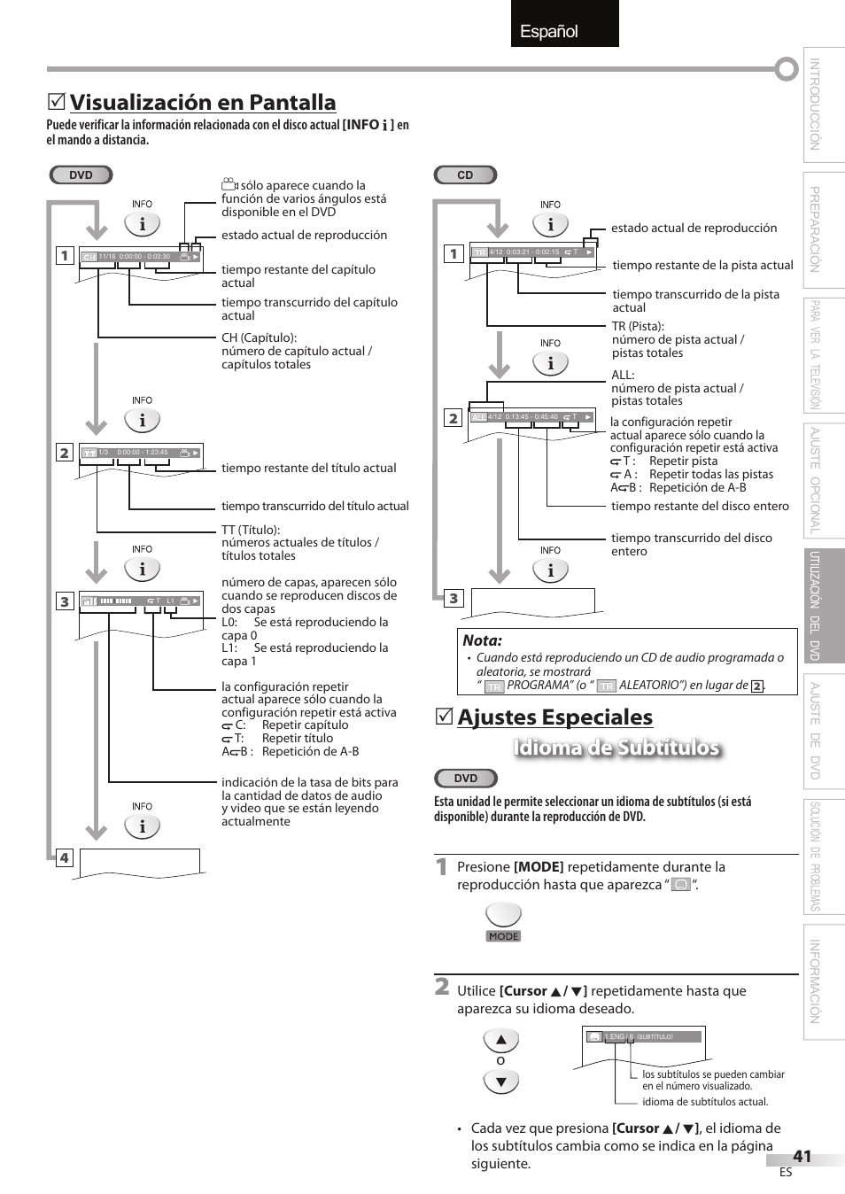 English español français, Visualización en pantalla | FUNAI Emerson LD195EMX User Manual | Page 149 / 162