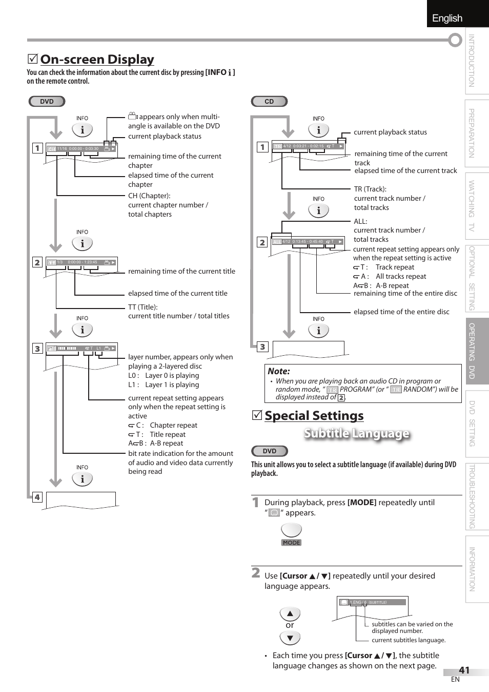 English español français, On-screen display | FUNAI Emerson LD195EMX User Manual | Page 41 / 162