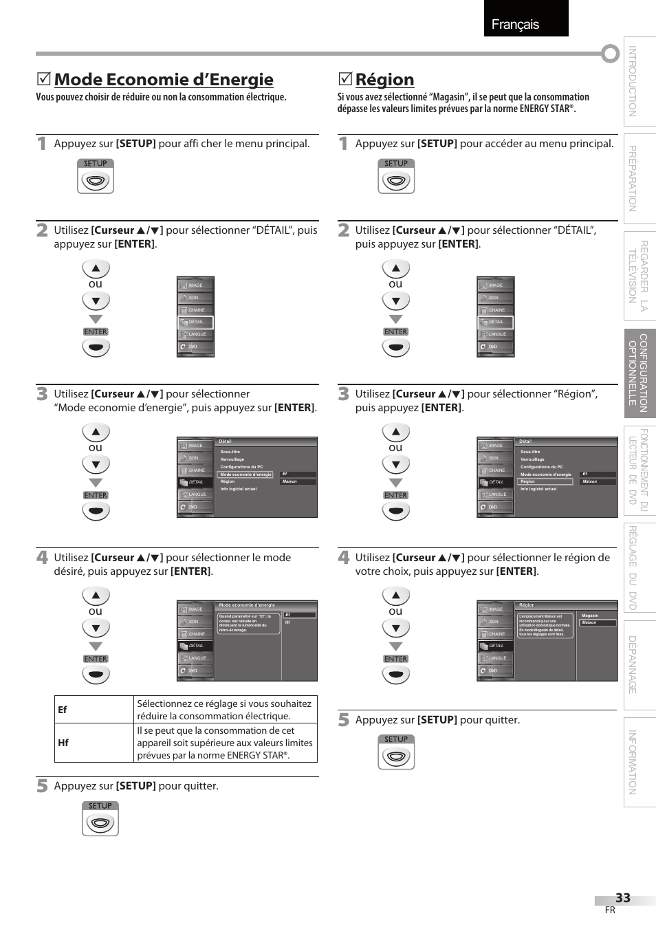 Français, Mode economie d’energie, 5région | FUNAI Emerson LD195EMX User Manual | Page 87 / 162