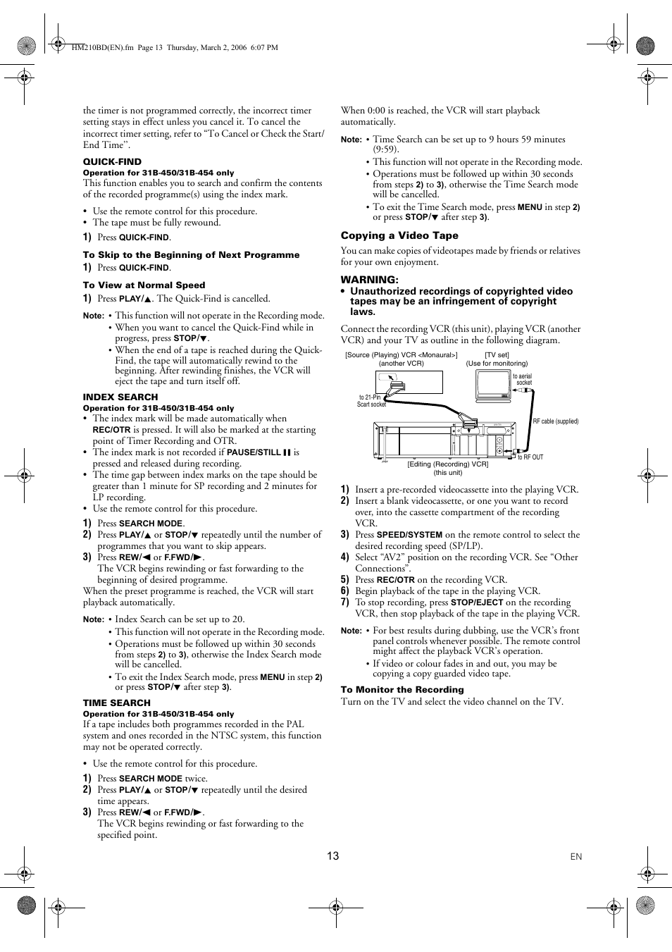 FUNAI VHS 31B-254 User Manual | Page 13 / 16