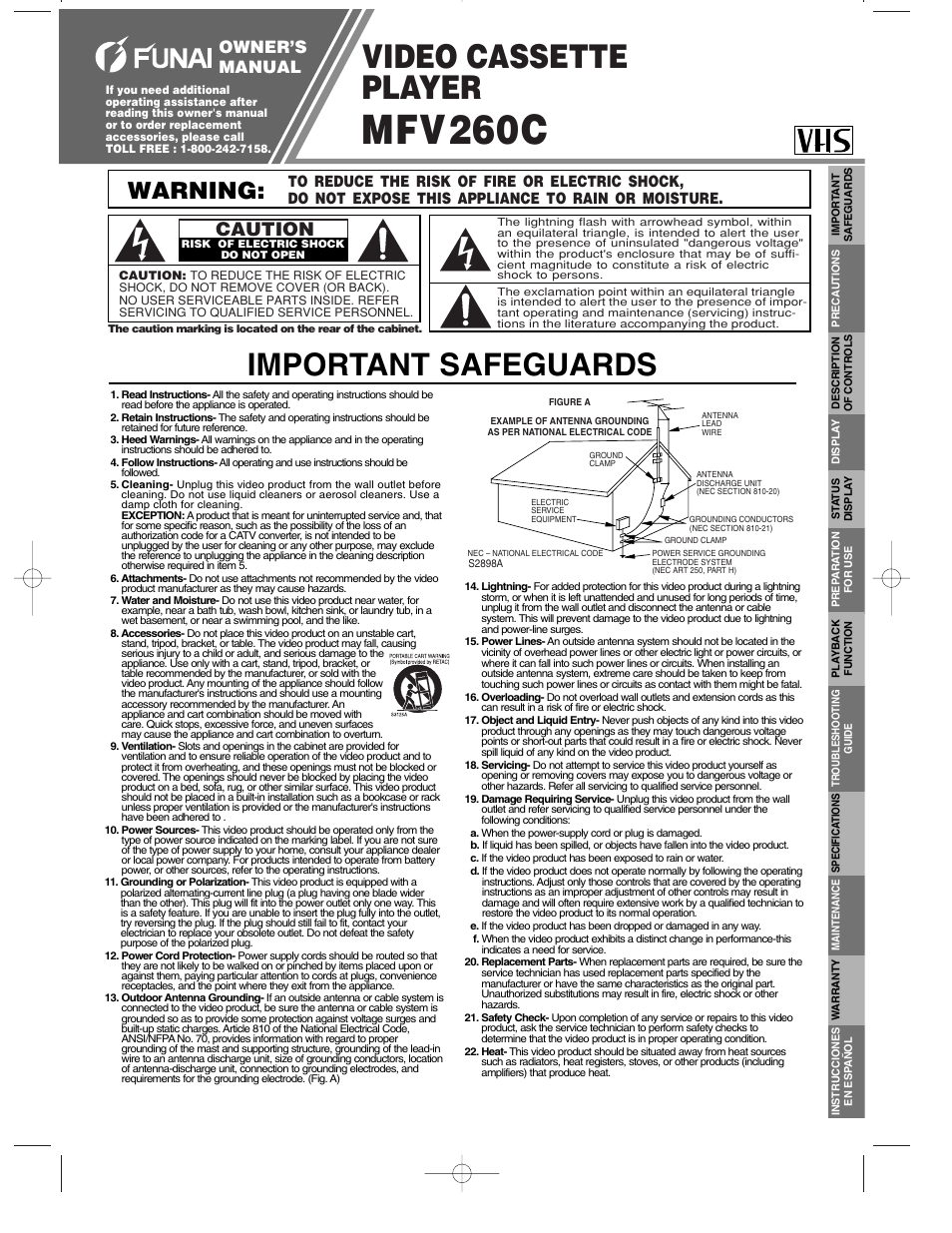 FUNAI MFV260C User Manual | 8 pages