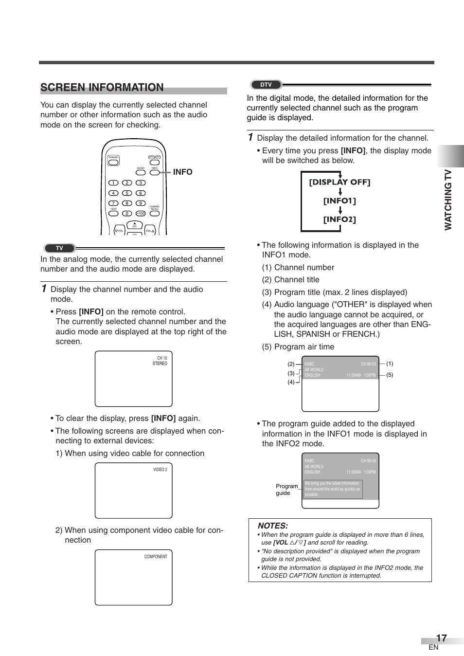 Screen information, Wa tching tv | FUNAI CR272IL8 User Manual | Page 17 / 76