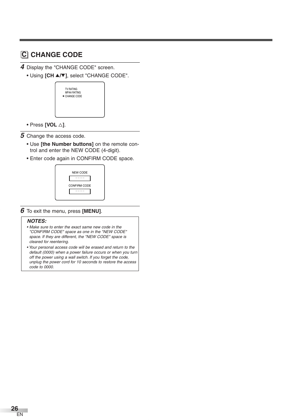 C change code | FUNAI CR272IL8 User Manual | Page 26 / 76