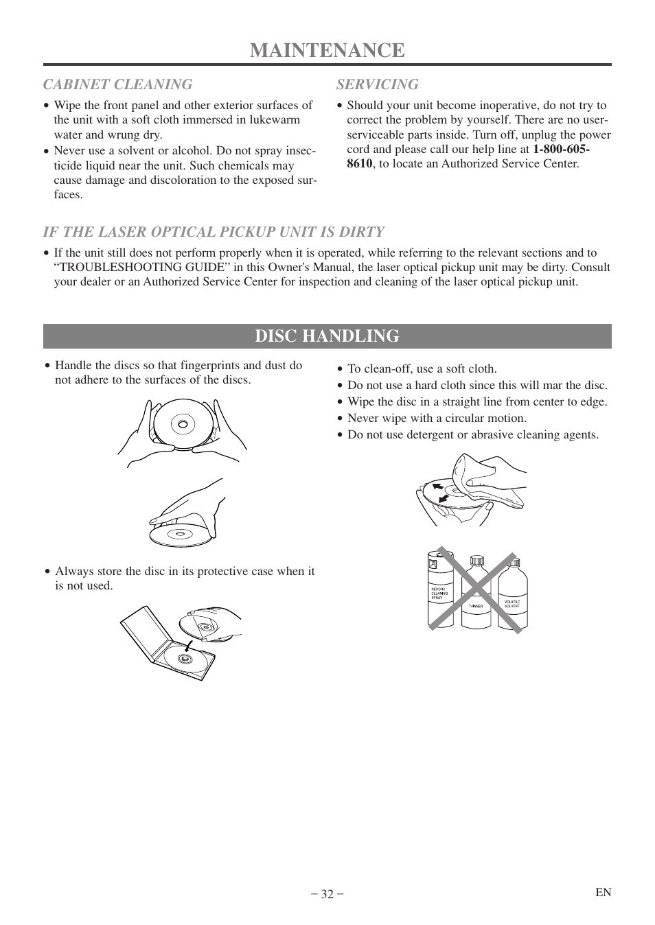 Maintenance | FUNAI MWC13D5 A User Manual | Page 32 / 40