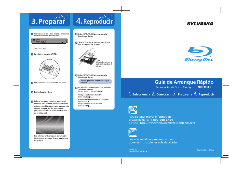 Reproducir, Preparar, Guía de arranque rápido | FUNAI Blu-ray NB530SLX User Manual | Page 102 / 150