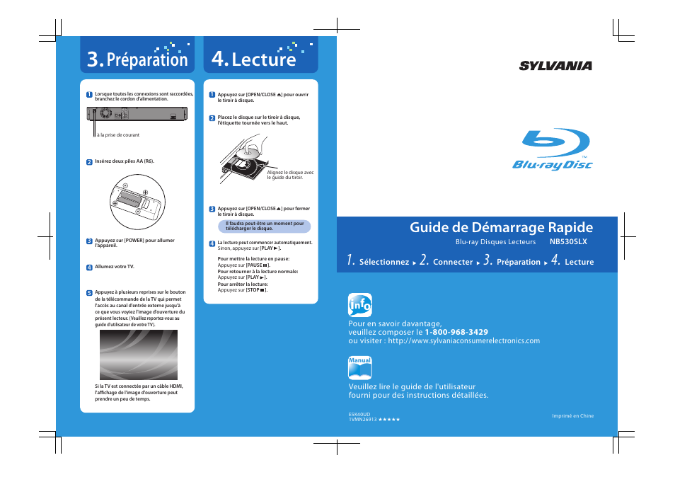 Lecture, Préparation, Guide de démarrage rapide | FUNAI Blu-ray NB530SLX User Manual | Page 52 / 150