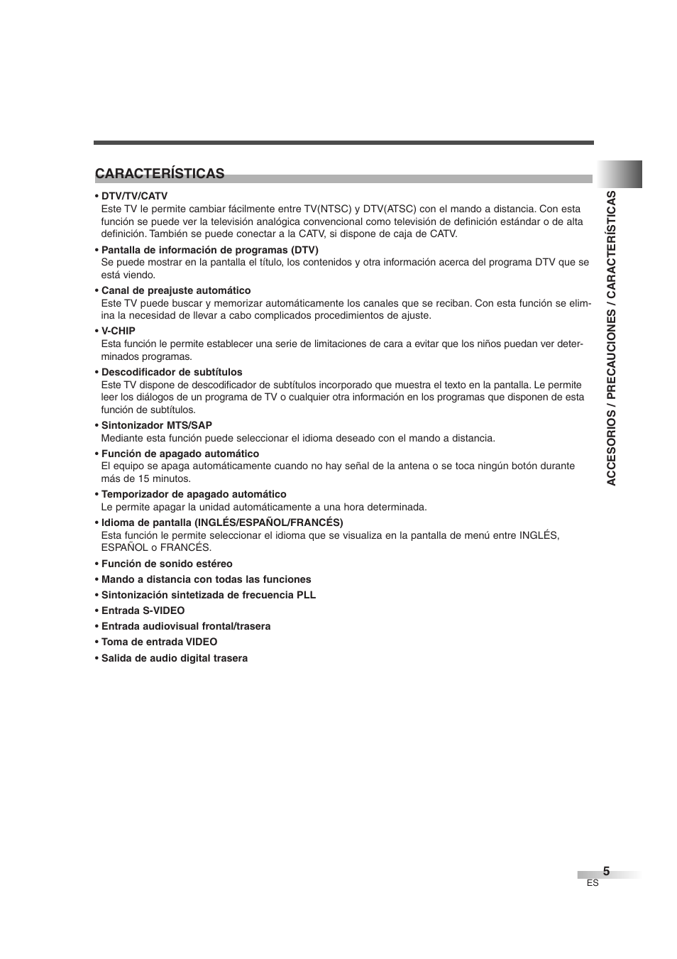 Características | FUNAI IWT3206 User Manual | Page 43 / 76