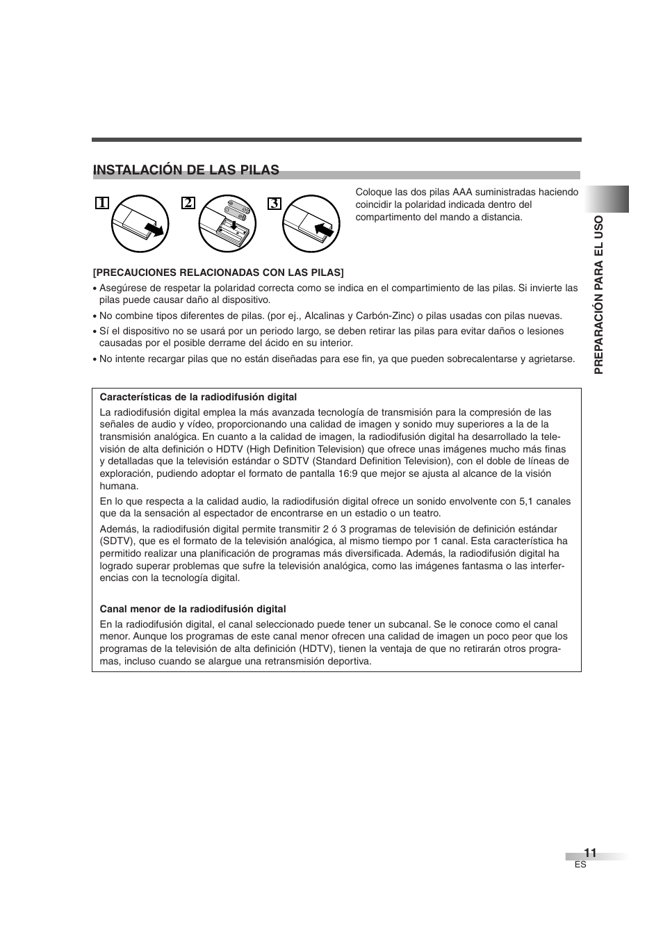Instalación de las pilas | FUNAI IWT3206 User Manual | Page 49 / 76