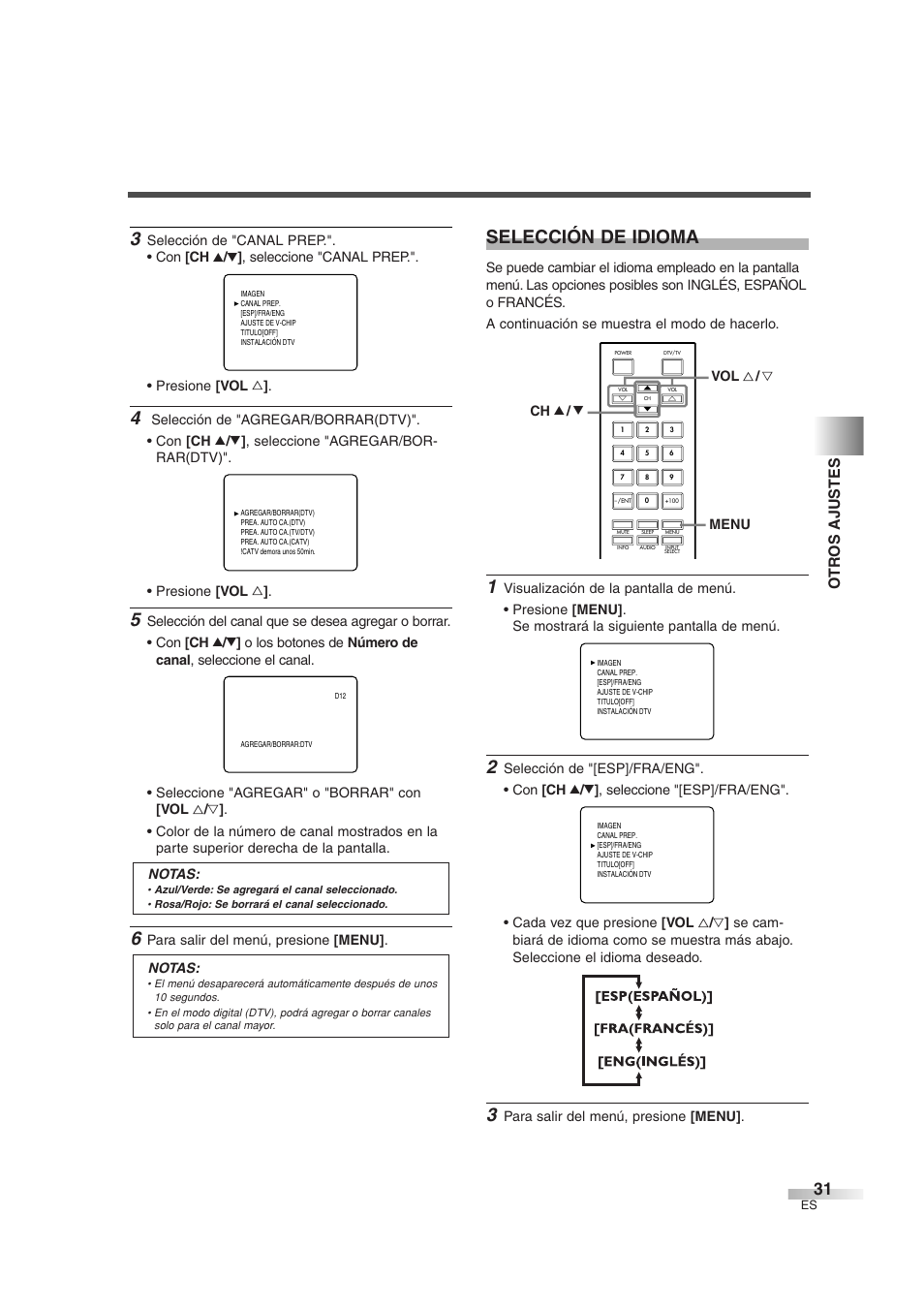 Selección de idioma, Ot r os ajustes | FUNAI IWT3206 User Manual | Page 69 / 76