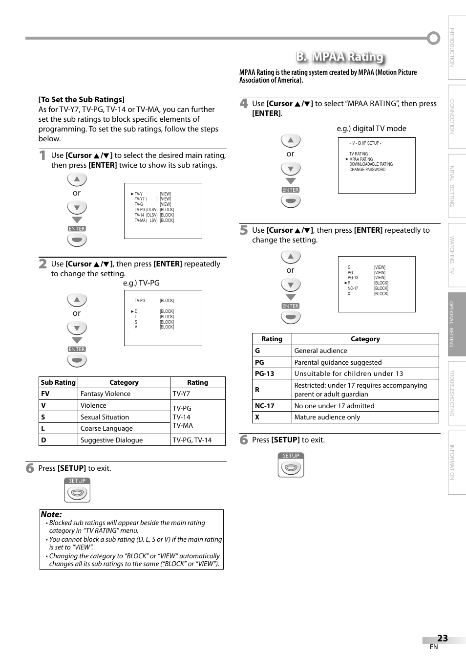 B. mpaa rating | FUNAI V07LCD15 User Manual | Page 23 / 28