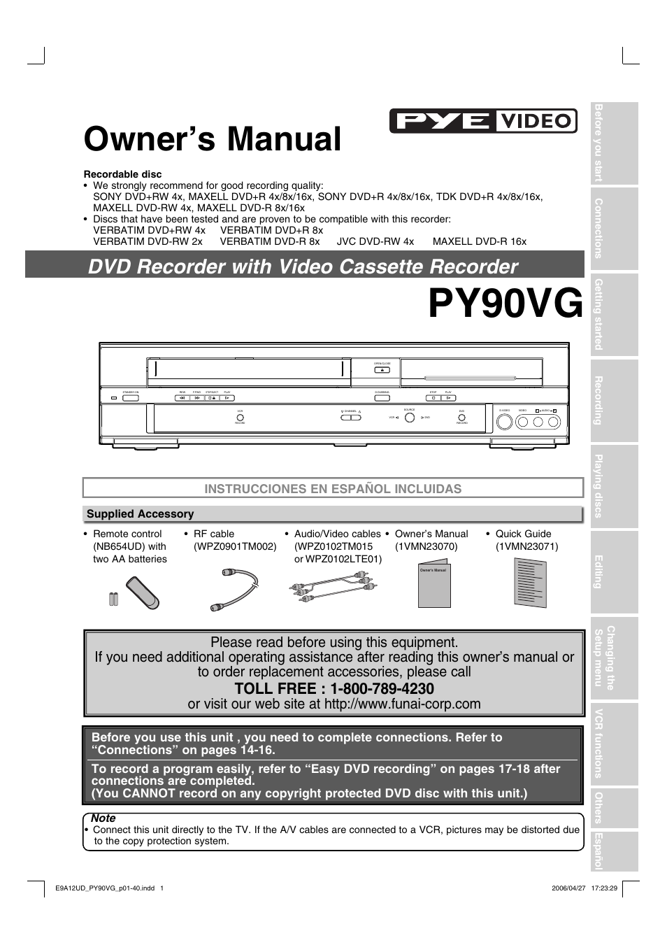 FUNAI PY90VG User Manual | 90 pages