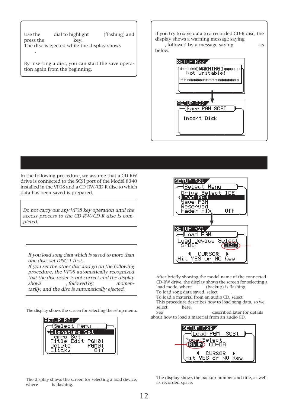 Loading backup data from a cd-rw drive, Hint 2 | Fostex VF08 User Manual | Page 12 / 20