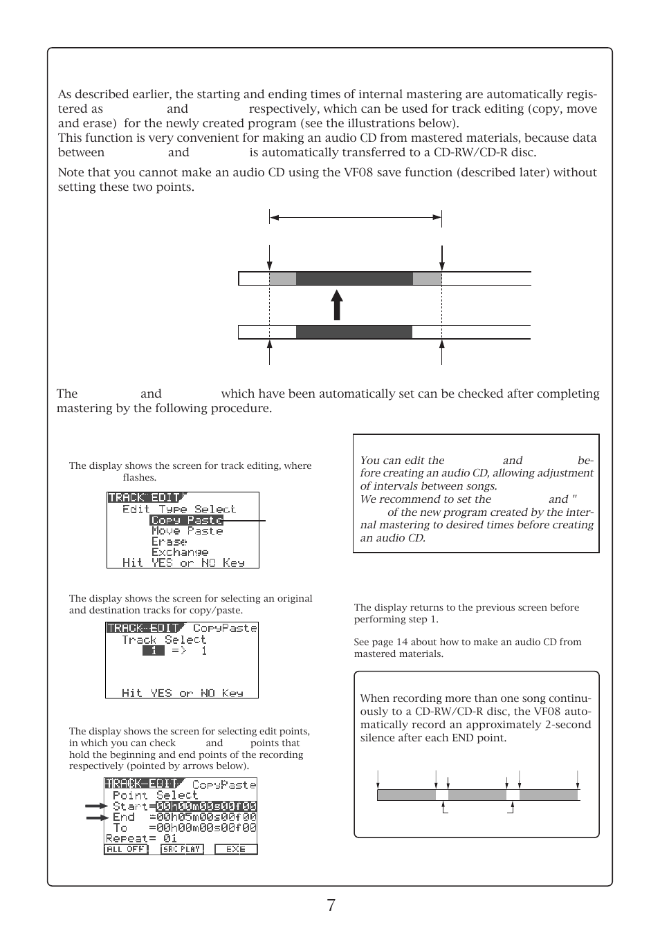 About start and end points, Hint | Fostex VF08 User Manual | Page 7 / 20