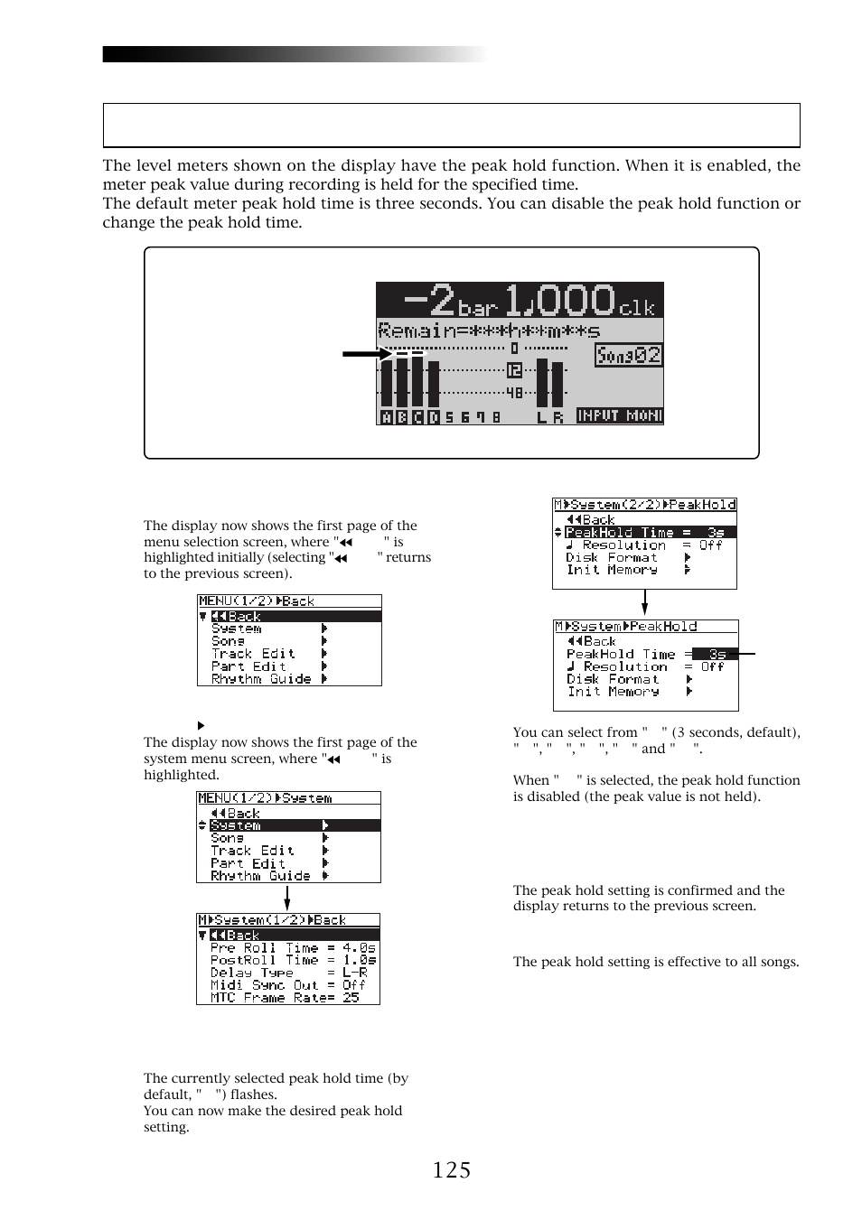 Peak hold time setting, Mr-8hd/cd | Fostex MR-8CD User Manual | Page 125 / 148