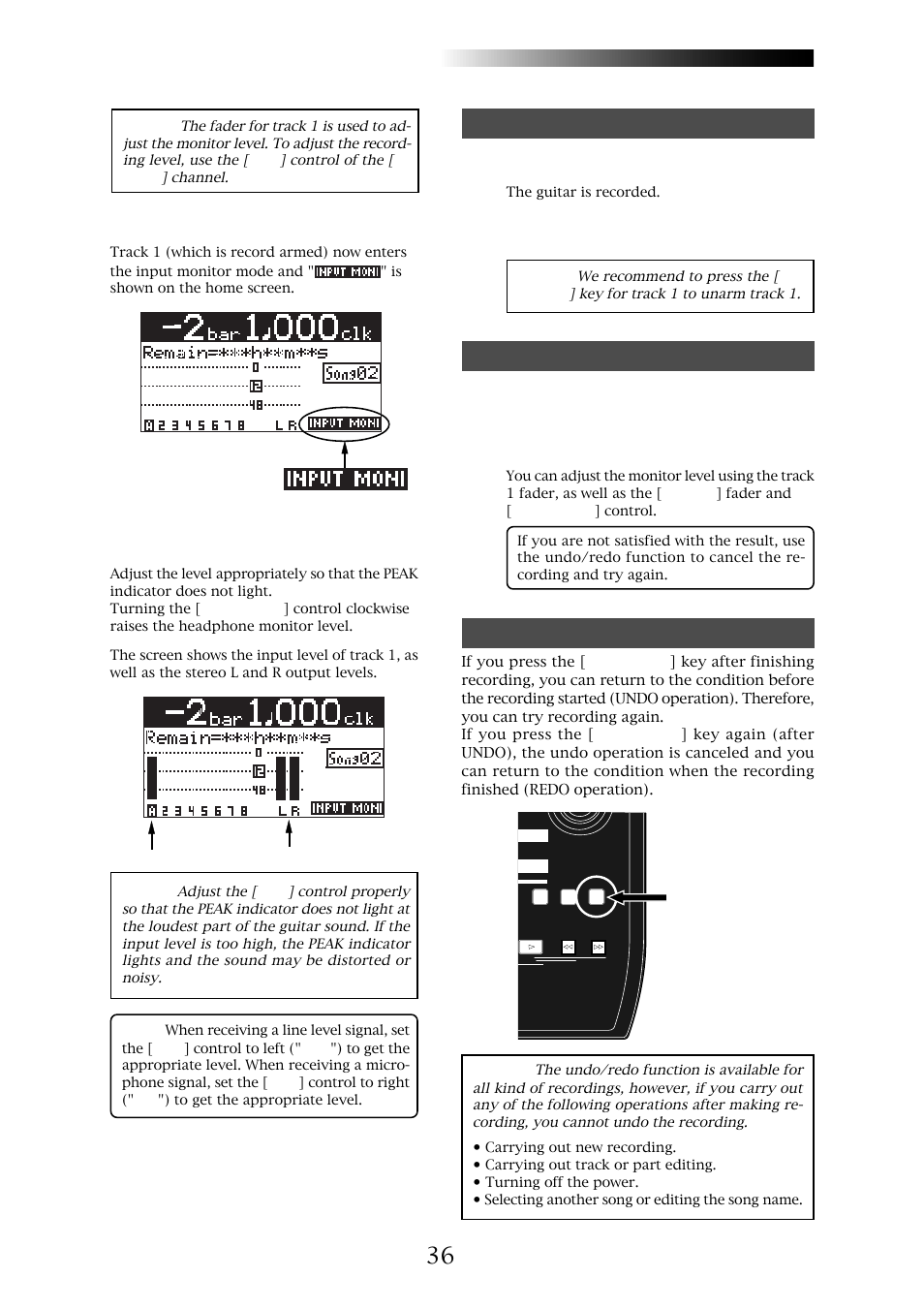 Mr-8hd/cd, Starting recording, Playing back the recorded track | Undoing recording (undo/redo), Owner’s manual (basic operations) | Fostex MR-8CD User Manual | Page 36 / 148