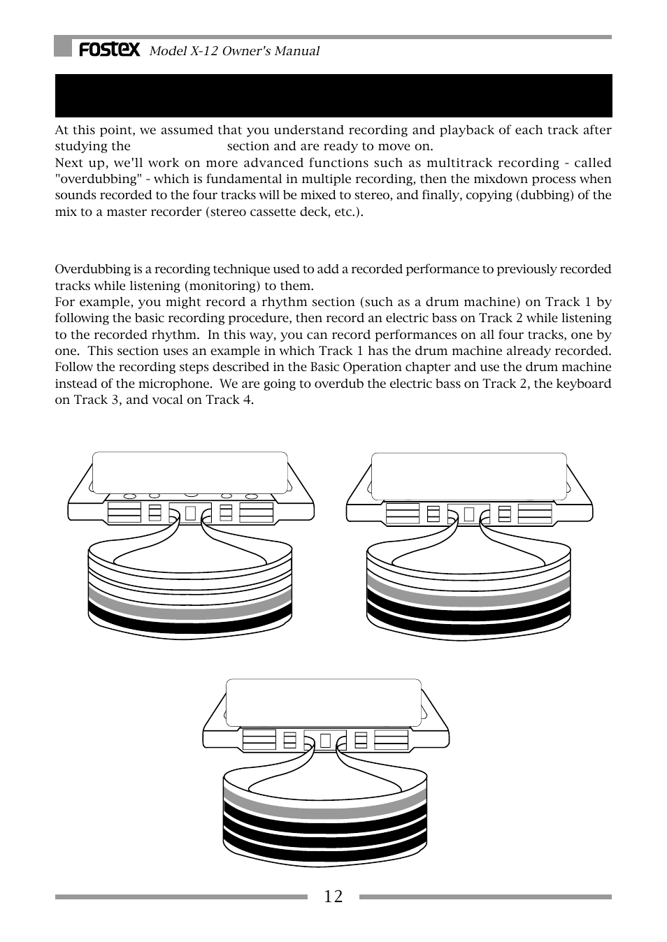 Advanced operation, Overdubbing | Fostex X-12 User Manual | Page 12 / 20