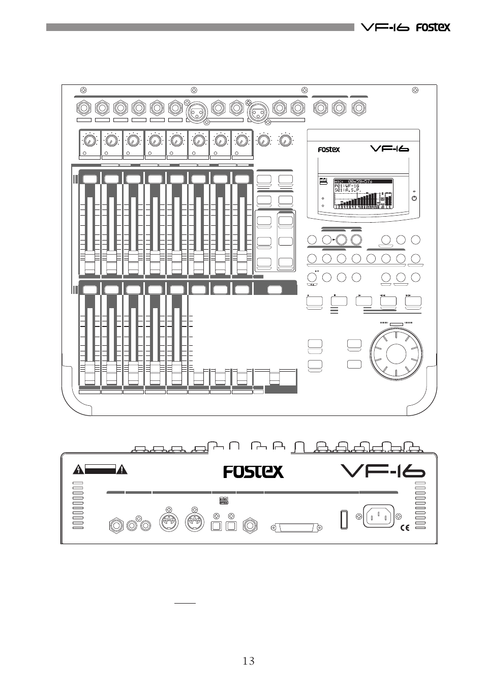 Names and functions, Rear panel, Digital multitracker | Fostex VF-16 User Manual | Page 13 / 122