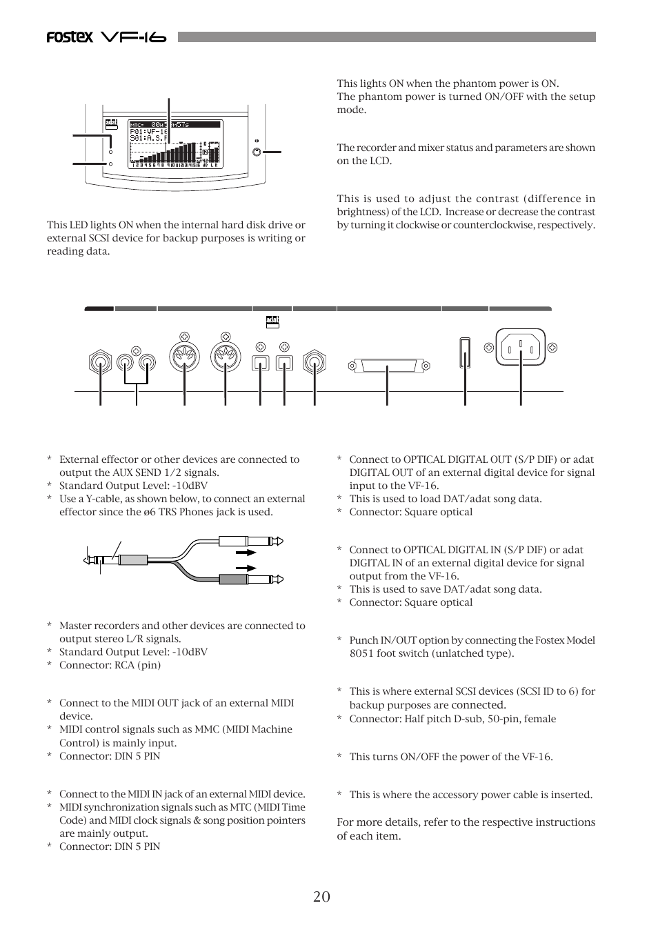 Rear panel | Fostex VF-16 User Manual | Page 20 / 122