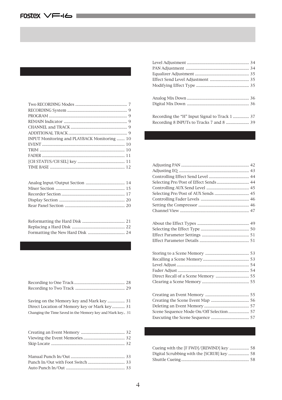 Fostex VF-16 User Manual | Page 4 / 122