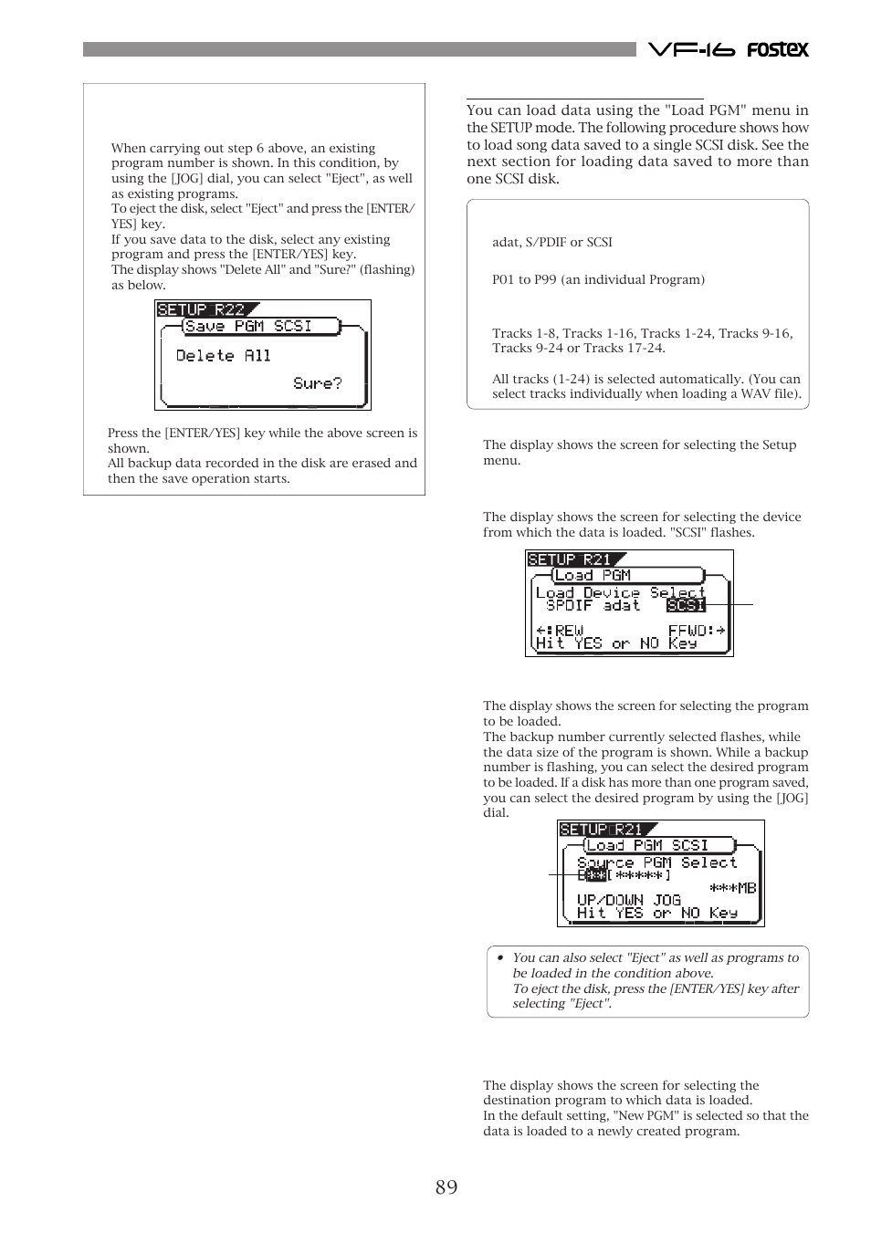 Loading from a single scsi disk | Fostex VF-16 User Manual | Page 89 / 122