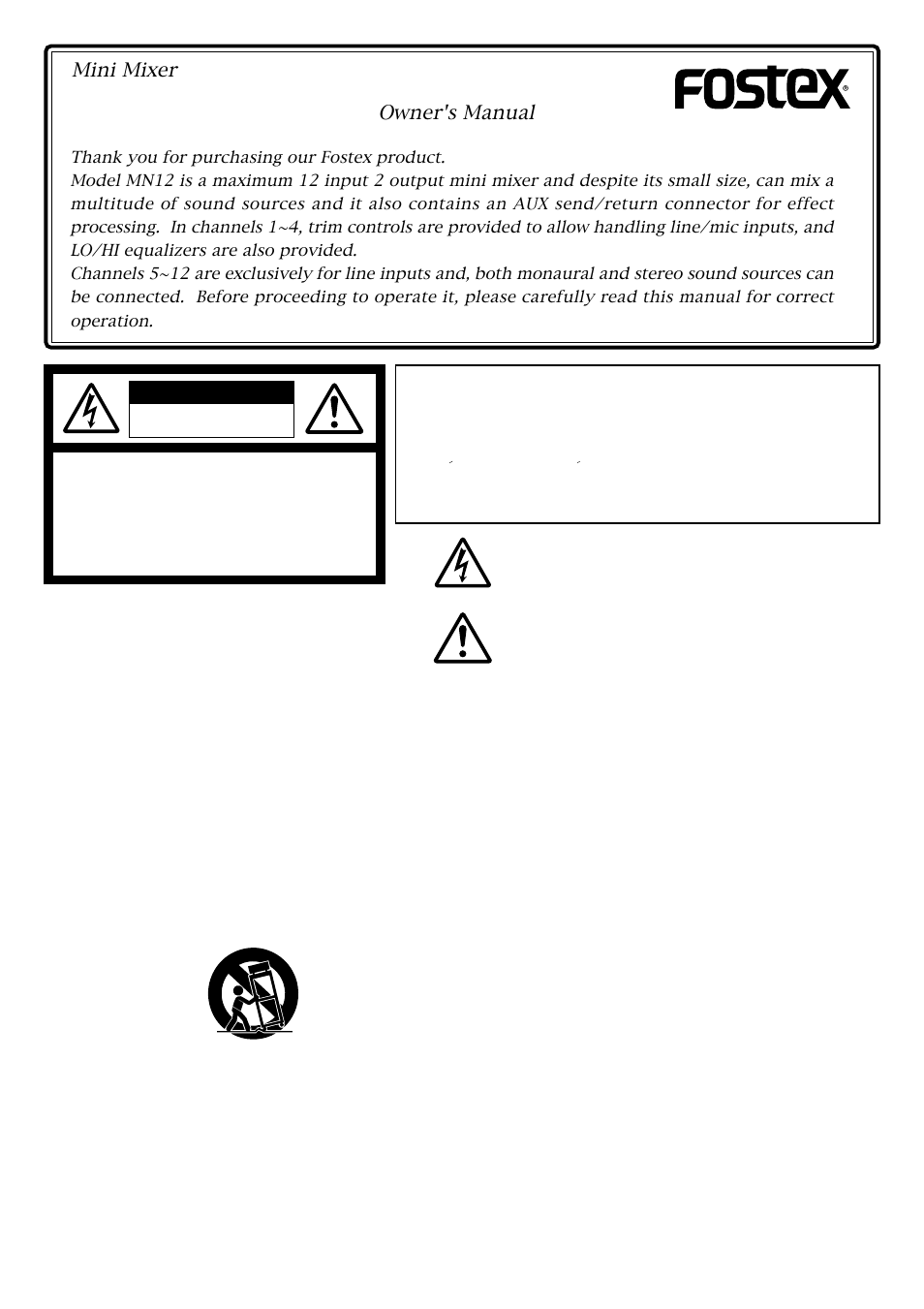 Fostex MN12 User Manual | 4 pages