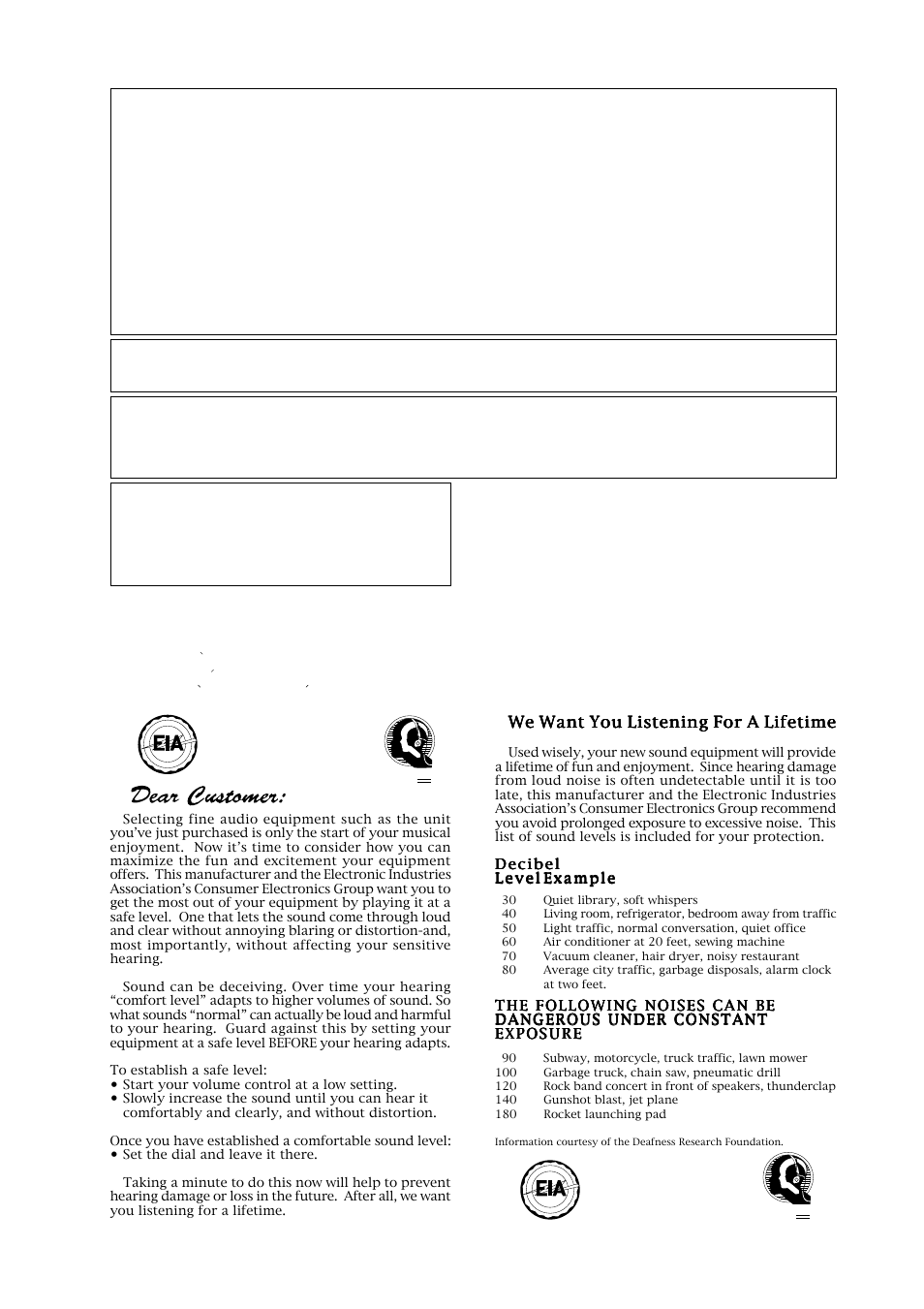 Information to user, Caution, We want you listening for a lifetime | Power-cord caution, For canadian model, Pour le modele canadien | Fostex CR300 User Manual | Page 3 / 48