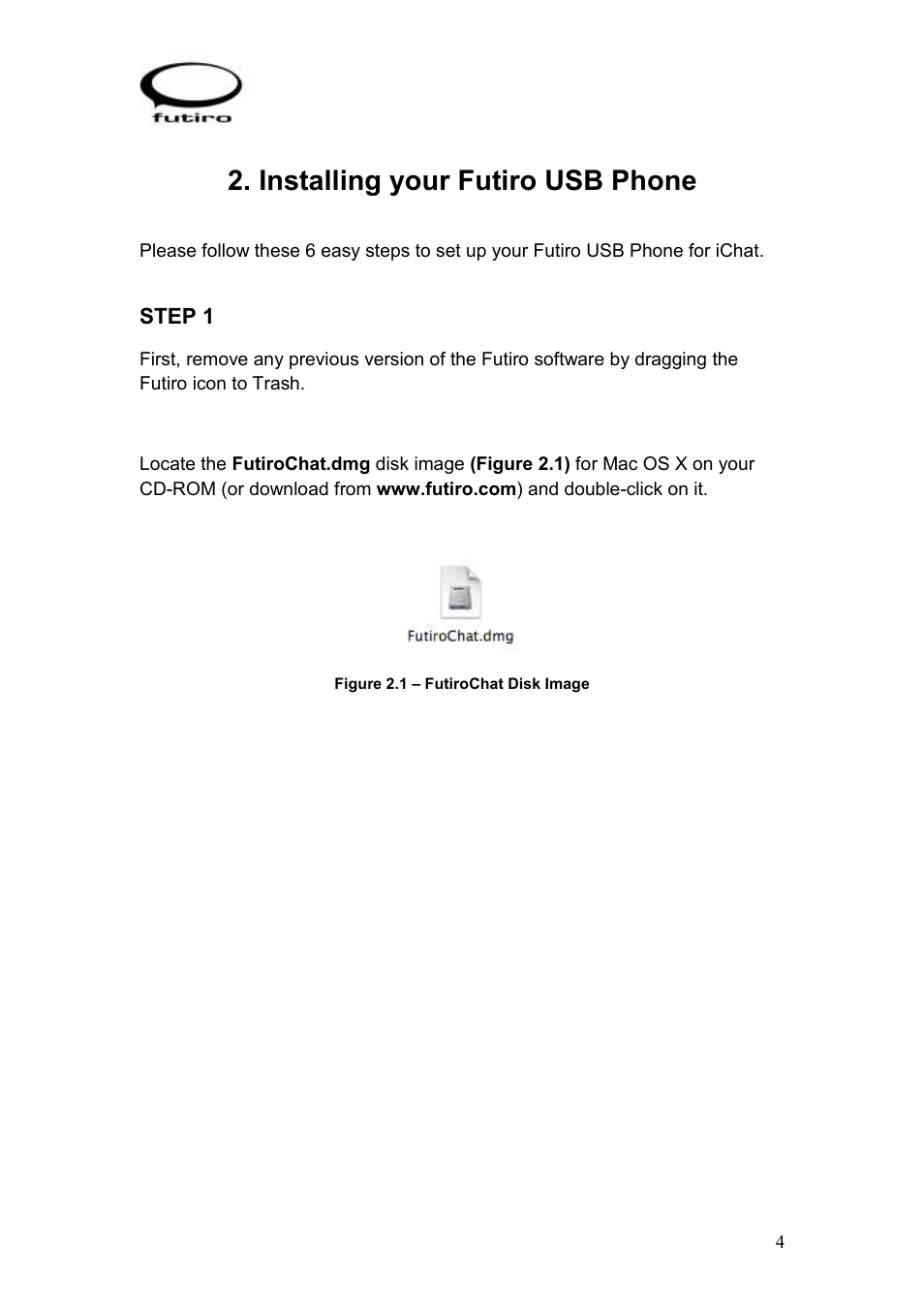 Installing your futiro usb phone | Futiro USB Phone User Manual | Page 5 / 17