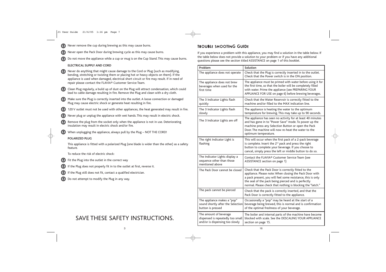 Save these safety instructions | FLAVIA Beverage Systems Flavia Coffeemaker User Manual | Page 4 / 10