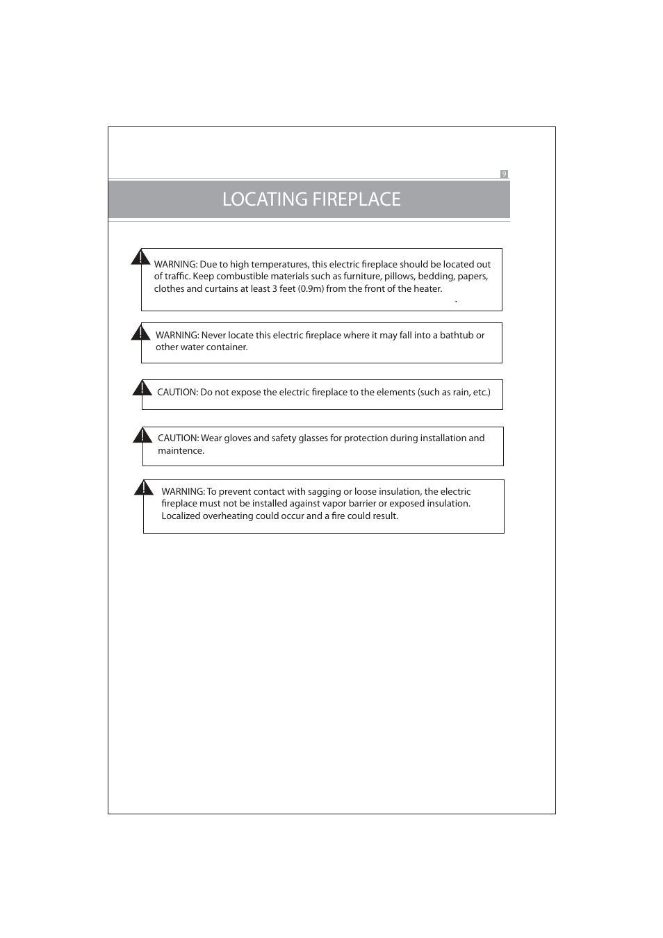 Locating fireplace | Firesense BLT-999W-1 User Manual | Page 9 / 18