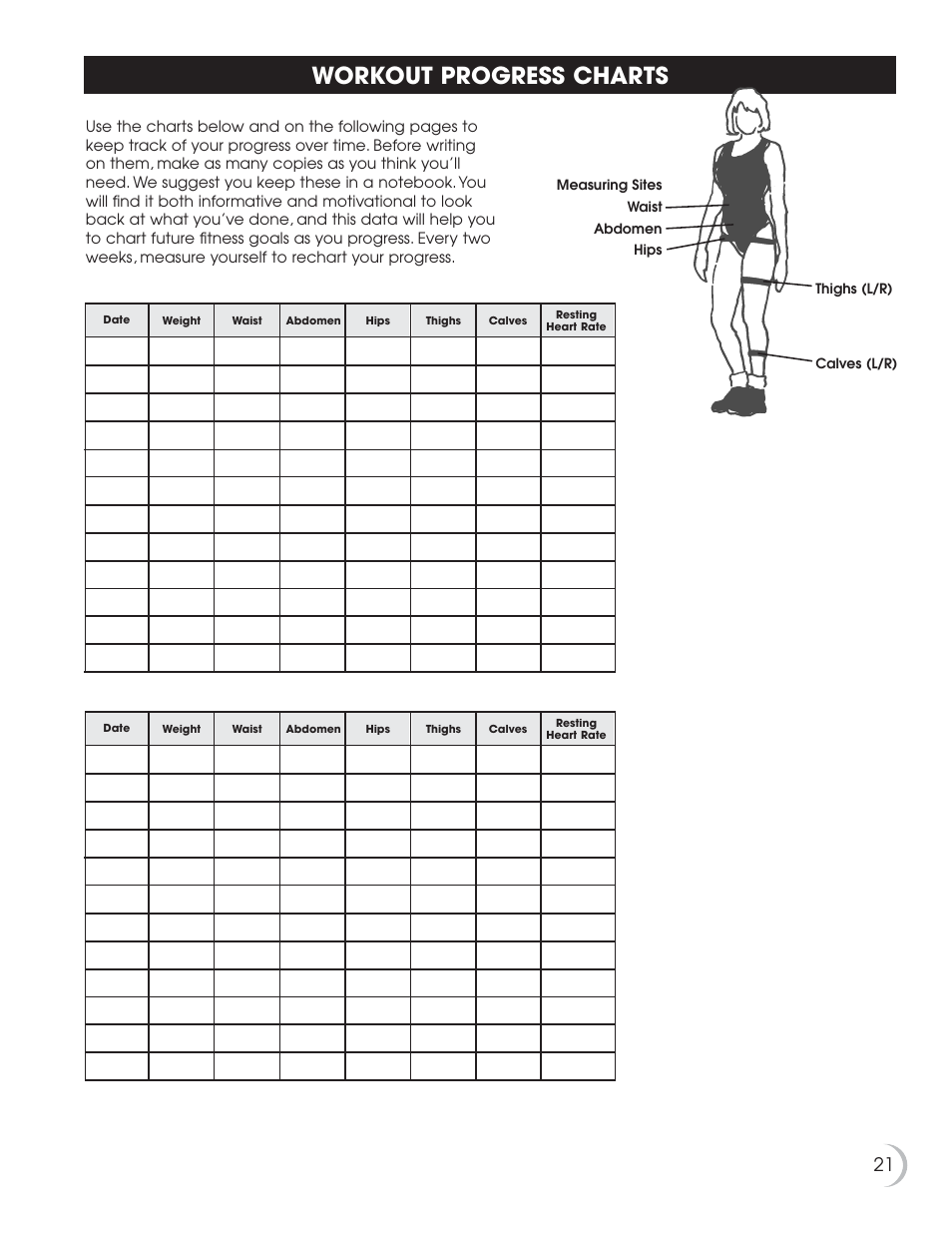 Workout progress charts | Fitness Quest NBP01060-2 User Manual | Page 22 / 26