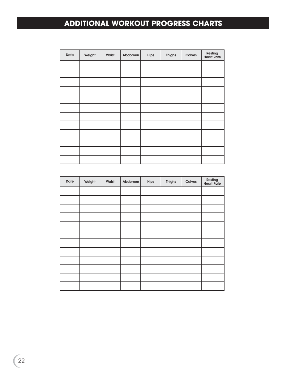Additional workout progress charts | Fitness Quest NBP01060-2 User Manual | Page 23 / 26