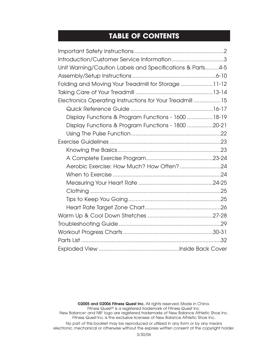 Fitness Quest 1600 User Manual | Page 5 / 35