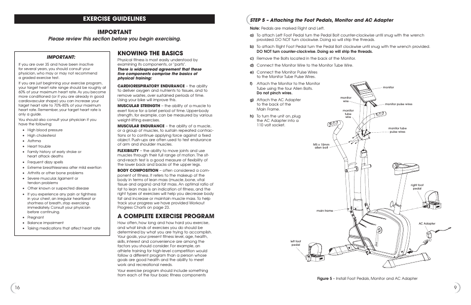 Important, Exercise guidelines, Knowing the basics | A complete exercise program | Fitness Quest 475u User Manual | Page 10 / 13