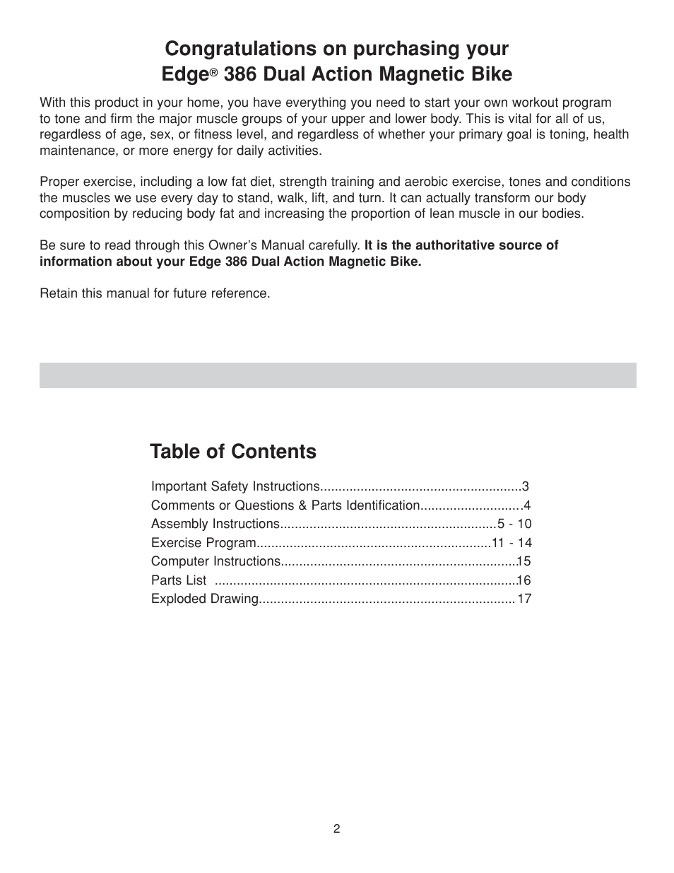 Fitness Quest 386da User Manual | Page 2 / 18