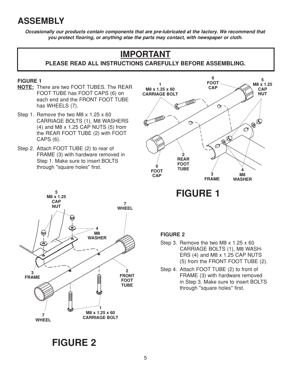 Figure 2, Figure 1, Important | Assembly | Fitness Quest 386da User Manual | Page 5 / 18