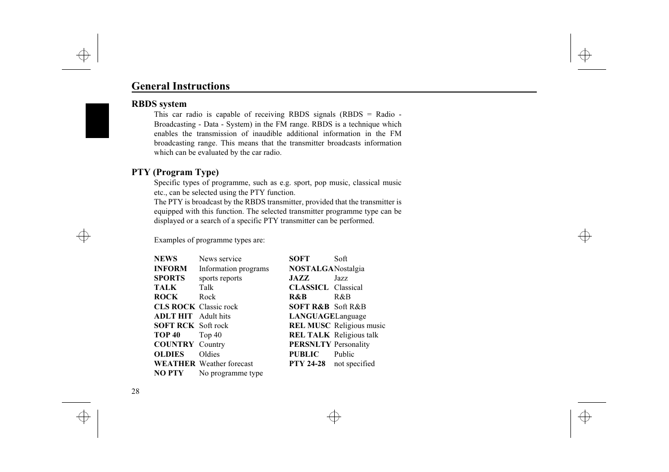 General instructions | Ferrari stereo User Manual | Page 28 / 29